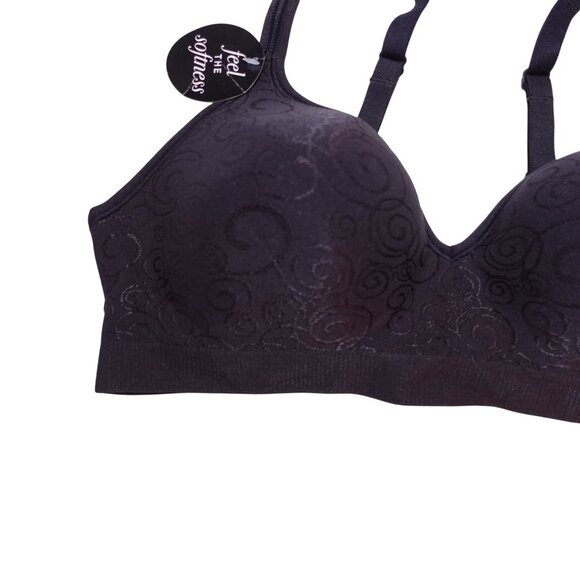 NWT Bali Comfort Revolution Wireless Bra Sz 36B Black Swirl Full Coverage DF3463 - Picture 3 of 8